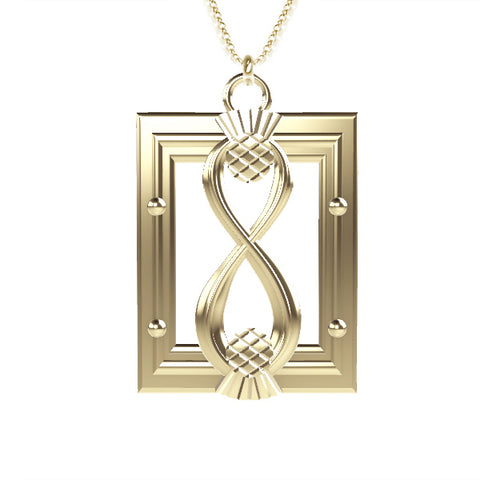 CELTIC INFINITY THISTLE LONG SQUARE NECKLACE