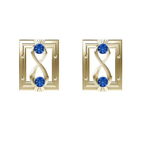 CELTIC INFINITY THISTLE LONG SQUARE SAPPHIRE EARRINGS