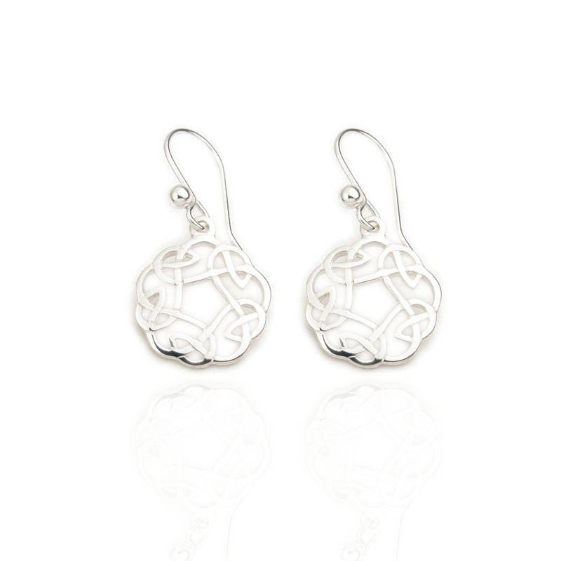 Celtic Knotwork Drop Earrings In Silver