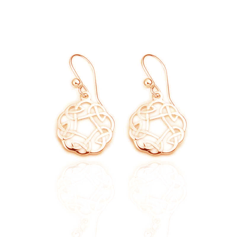 Celtic Knotwork Drop Earrings In Yellow Gold