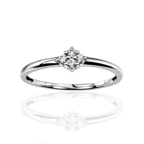 Four Stone Cluster Diamond Engagement Ring in White Gold