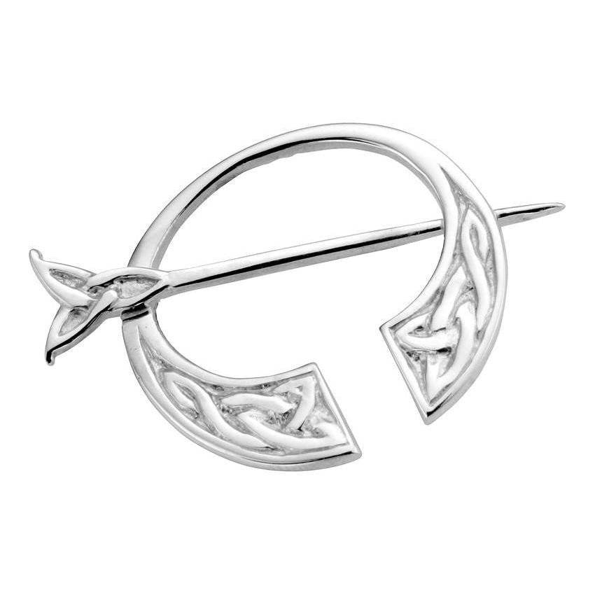 Celtic Trinity Knotwork Penannular Brooch In Silver