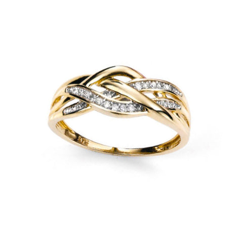 Celtic Weave Ring with Diamonds in Gold