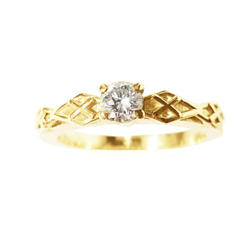 Diamond Plaid Engagement Ring in Yellow Gold