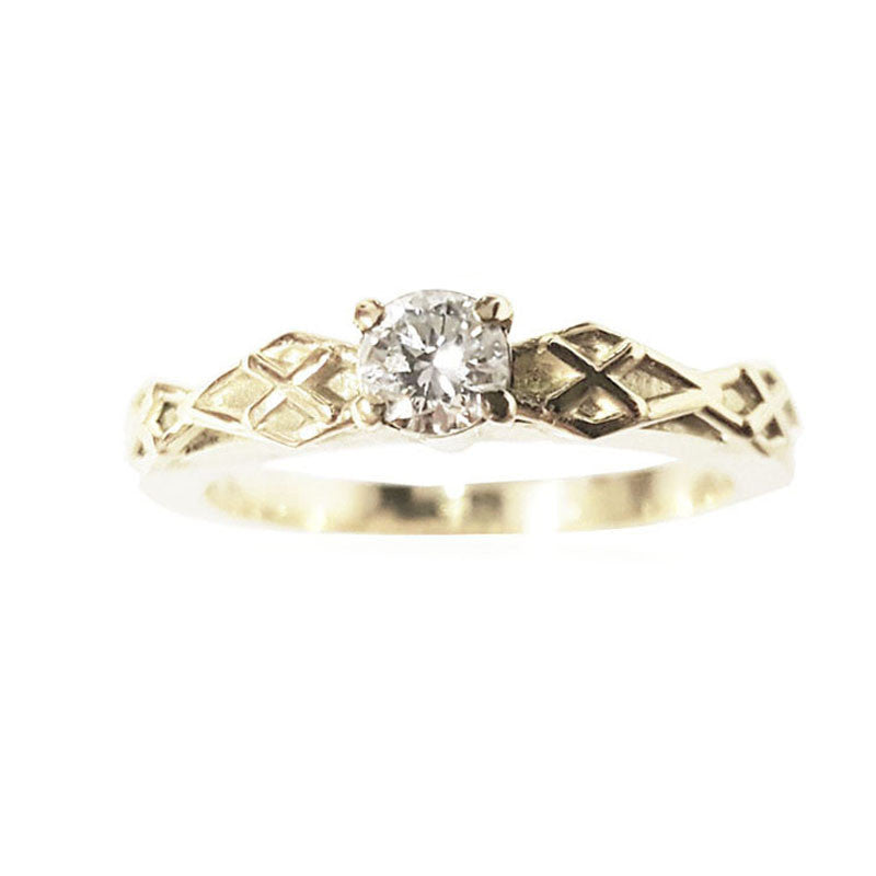 Diamond Plaid Engagement Ring in White Gold