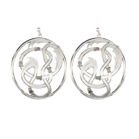 EDINBURGH FLOW SCOTTISH CELTIC STUD THISTLE DROP EARRINGS