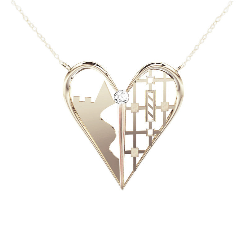Edinburgh Castle Tartan Heart Necklace