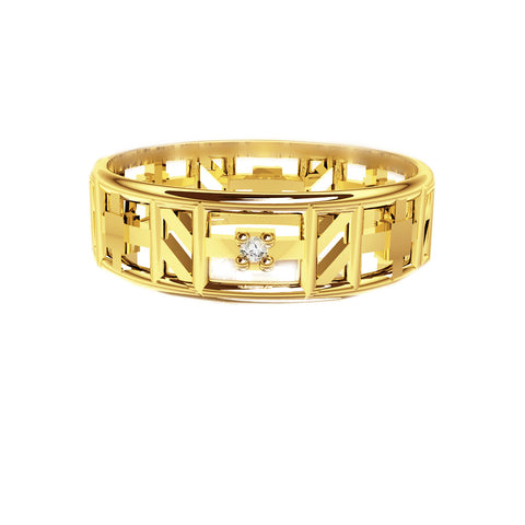 Unique Tartan Print Open Scottish Diamond Wedding Ring