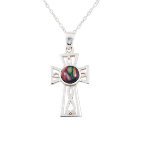 Heathergems Gothic Celtic Cross Pendant Necklace In Silver