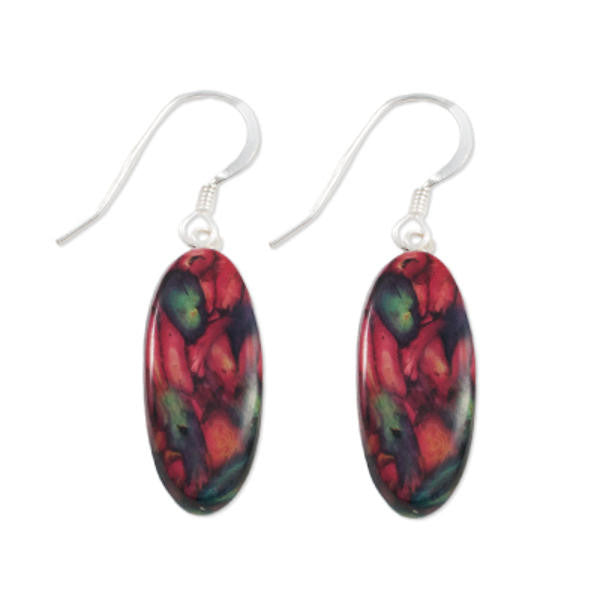 Heathergems Large Oval Drop Earrings In Silver