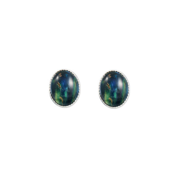 Heathergems Milled Edge Oval Stud Earrings In Silver