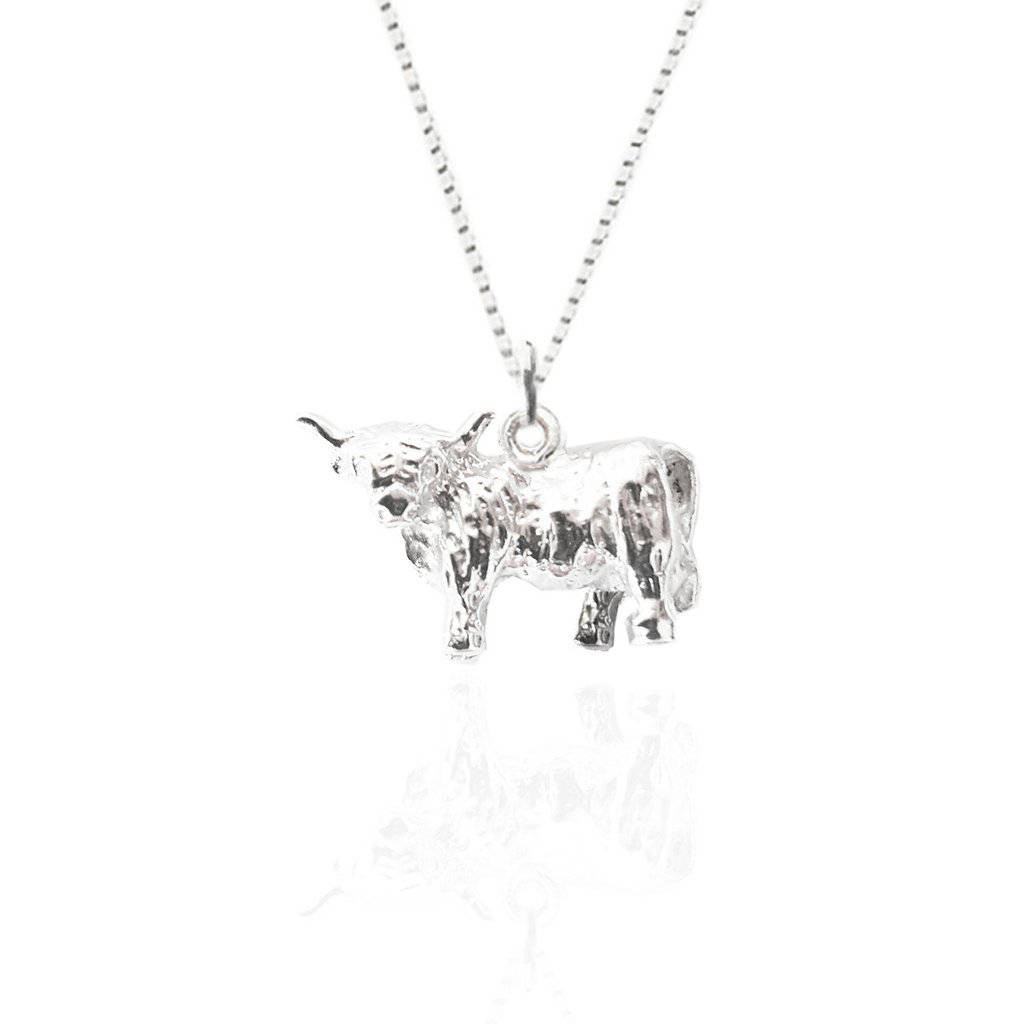 Silver Highland Cow Pendant
