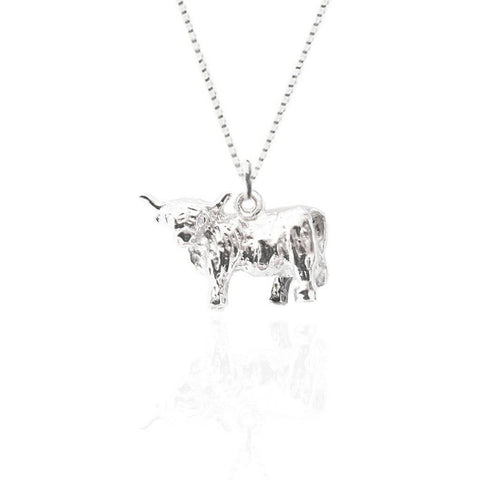Highland Cow Pendant in Silver