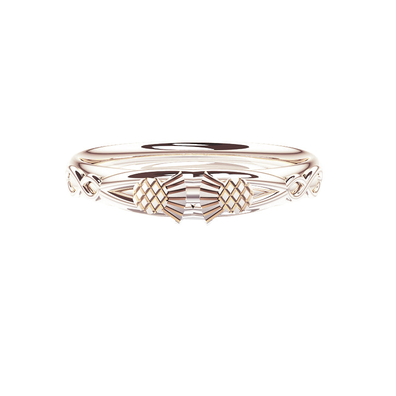 Scottish Thistle Celtic Infinity Wedding Ring in white gold