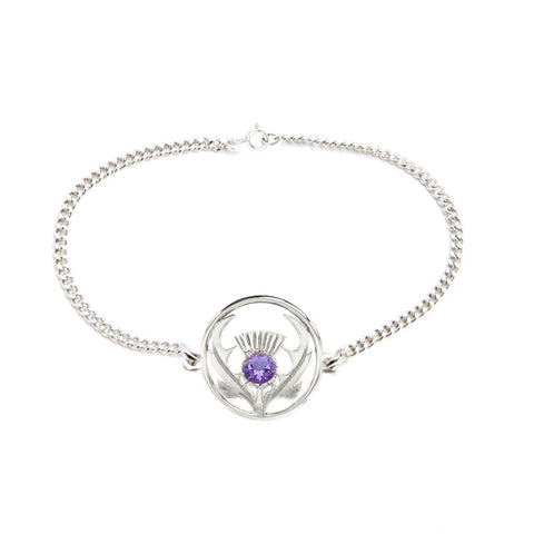 Round Scottish Thistle Bracelet with Amethyst