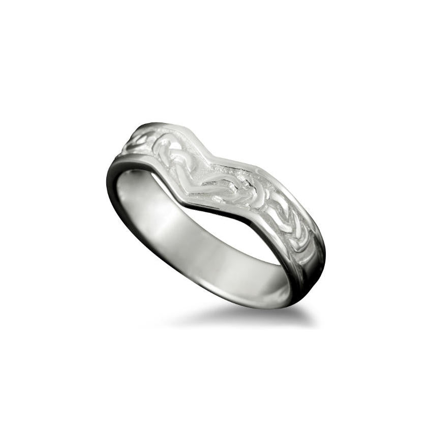 Ladies Bruray Celtic Knotwork Wishbone Ring in Sterling Silver