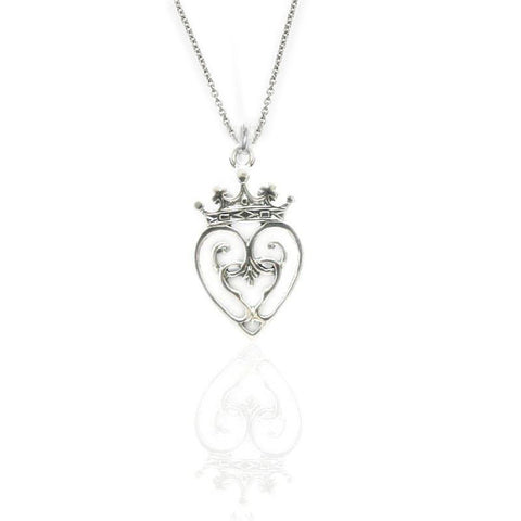 Luckenbooth double heart Pendant in Sterling Silver