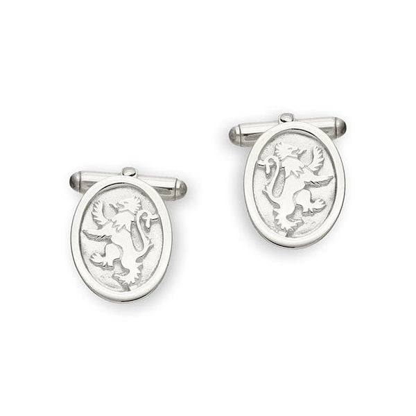 Oval Lion Rampant Cufflinks In Silver