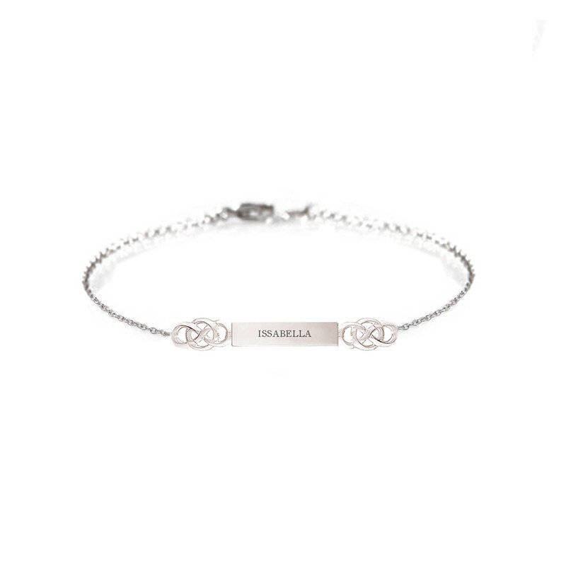 Personalised Name Bar Celtic Layered Bracelet In Silver