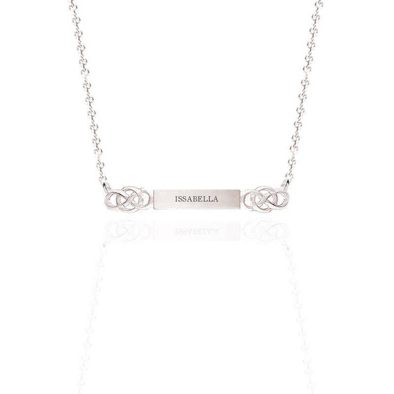 Personalised Name Bar Celtic Layered Necklace In Silver