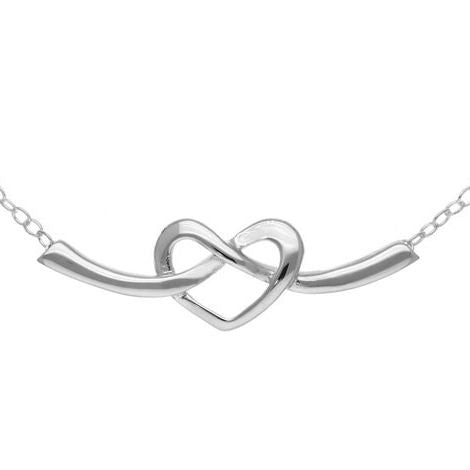 Piped Loop Heart Necklace In Silver