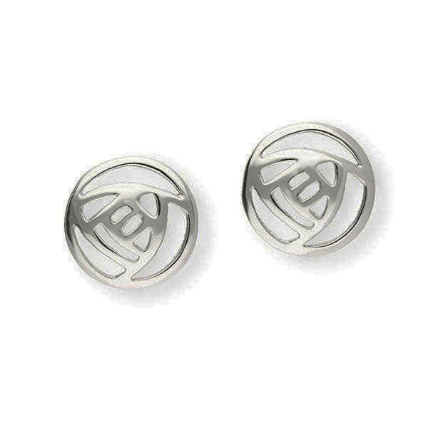 Rennie Mackintosh Classic Round Rose Stud Earrings in Silver