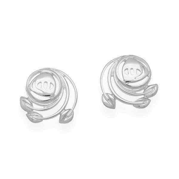 Rennie Mackintosh Leaf Spiral Stud Earrings in Silver