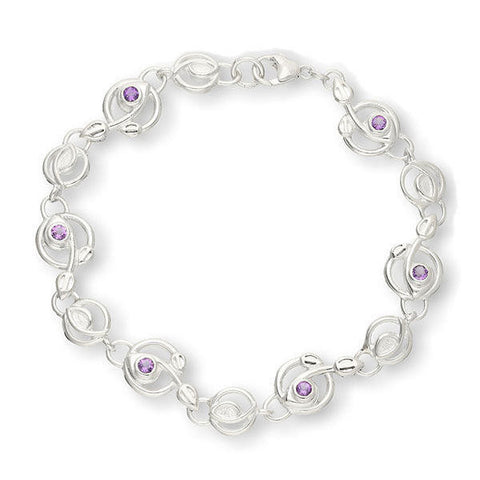 Rennie Mackintosh Linked Amethyst Bracelet in Silver