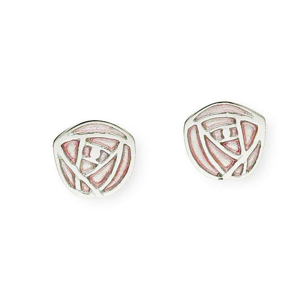 Rennie Mackintosh Pink Rose Stud Earrings in Silver