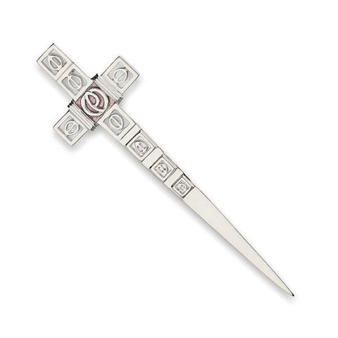 Rennie Mackintosh Rose Sword Kilt Pin In Silver