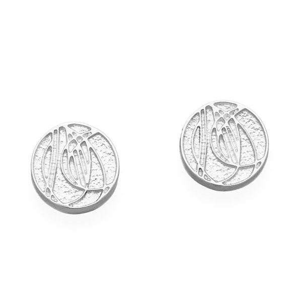 Rennie Mackintosh Solid Rose Round Studs in Silver