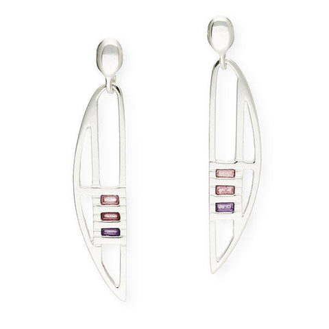 Rennie Mackintosh Split Oval Drop Earrings in Silver
