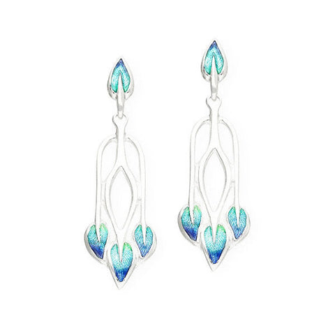 Rennie Mackintosh Turquoise Leaf Drop Earrings in Silver