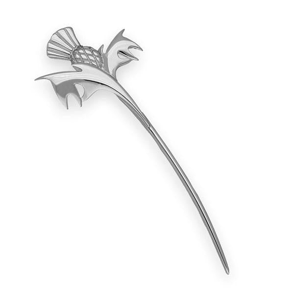 Scottish Curved Thistle Kilt Pin In Silver