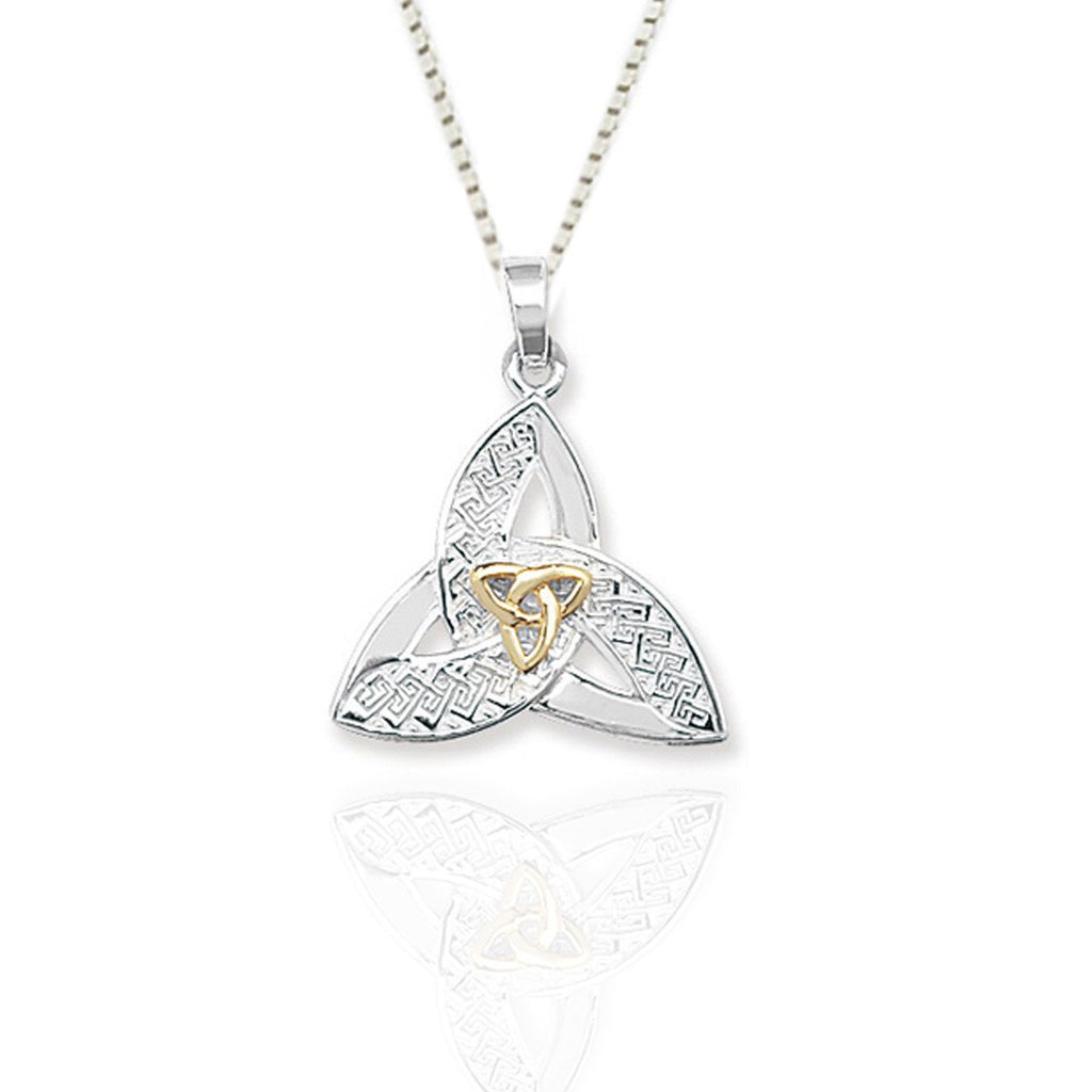 Sterling Silver Trinity Pendant with Gold detail