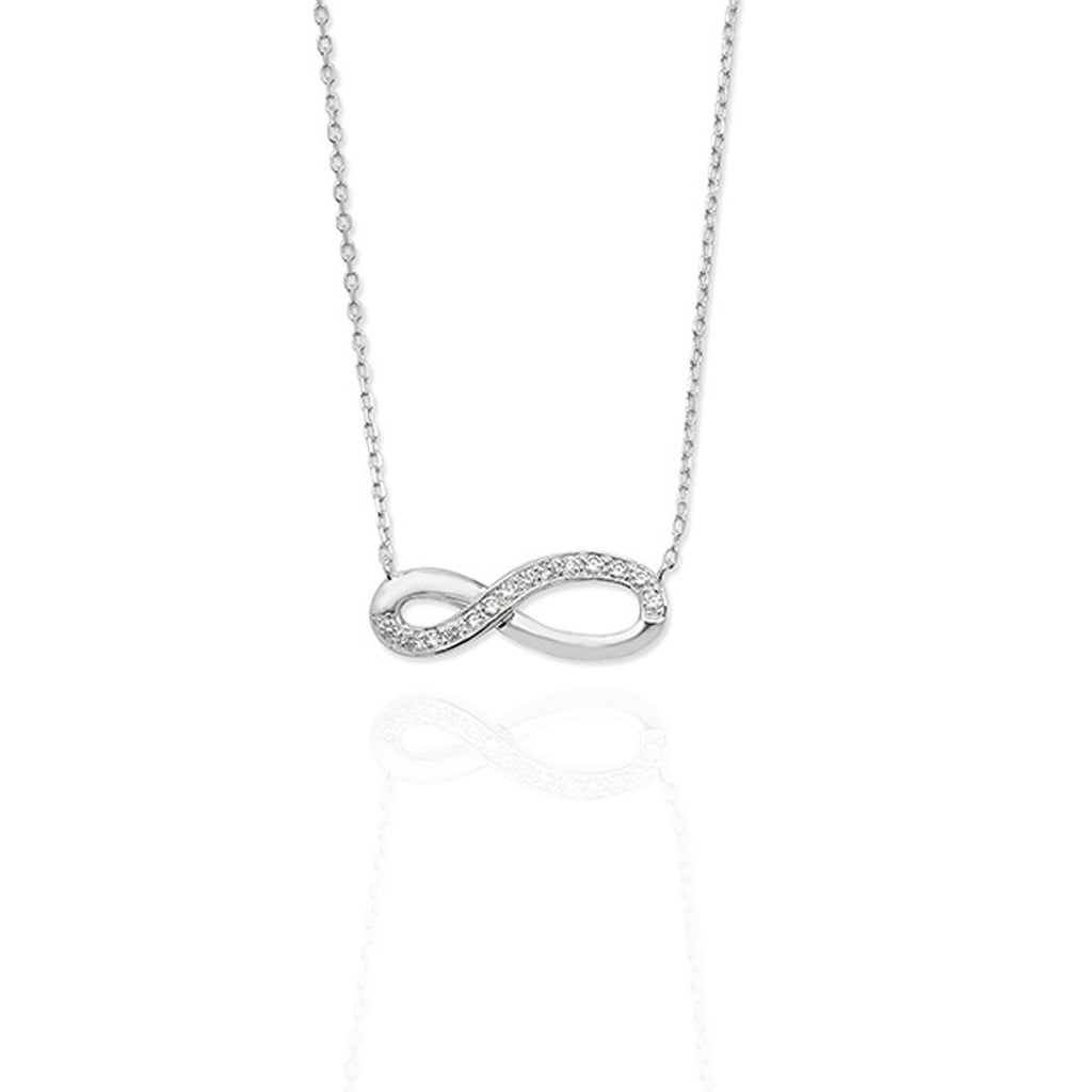 Sterling Silver Infinity Necklace with pave set CZs