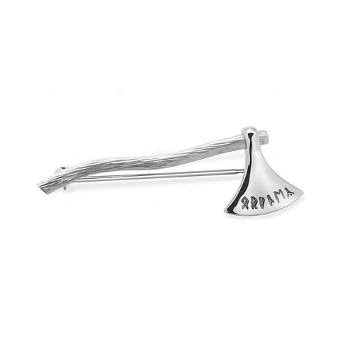 Small Orkney Runic Axe Pin Brooch In Silver