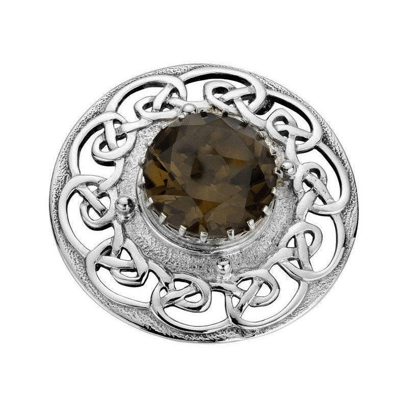 Smoky Quartz Brooch with Celtic Surround in Silver