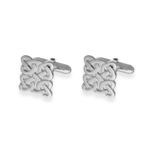 Square Celtic Knotwork Cufflinks In Silver