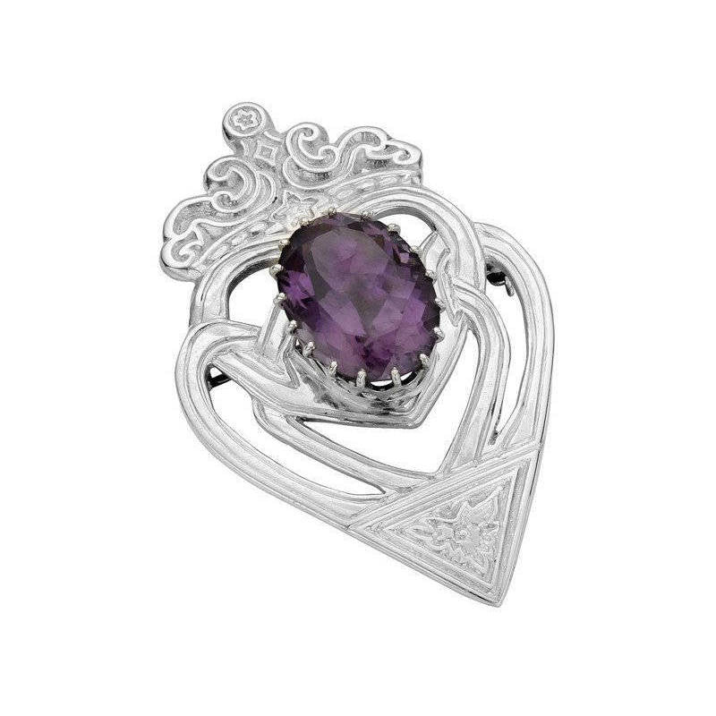 Luckenbooth Brooch with Amethyst in Silver