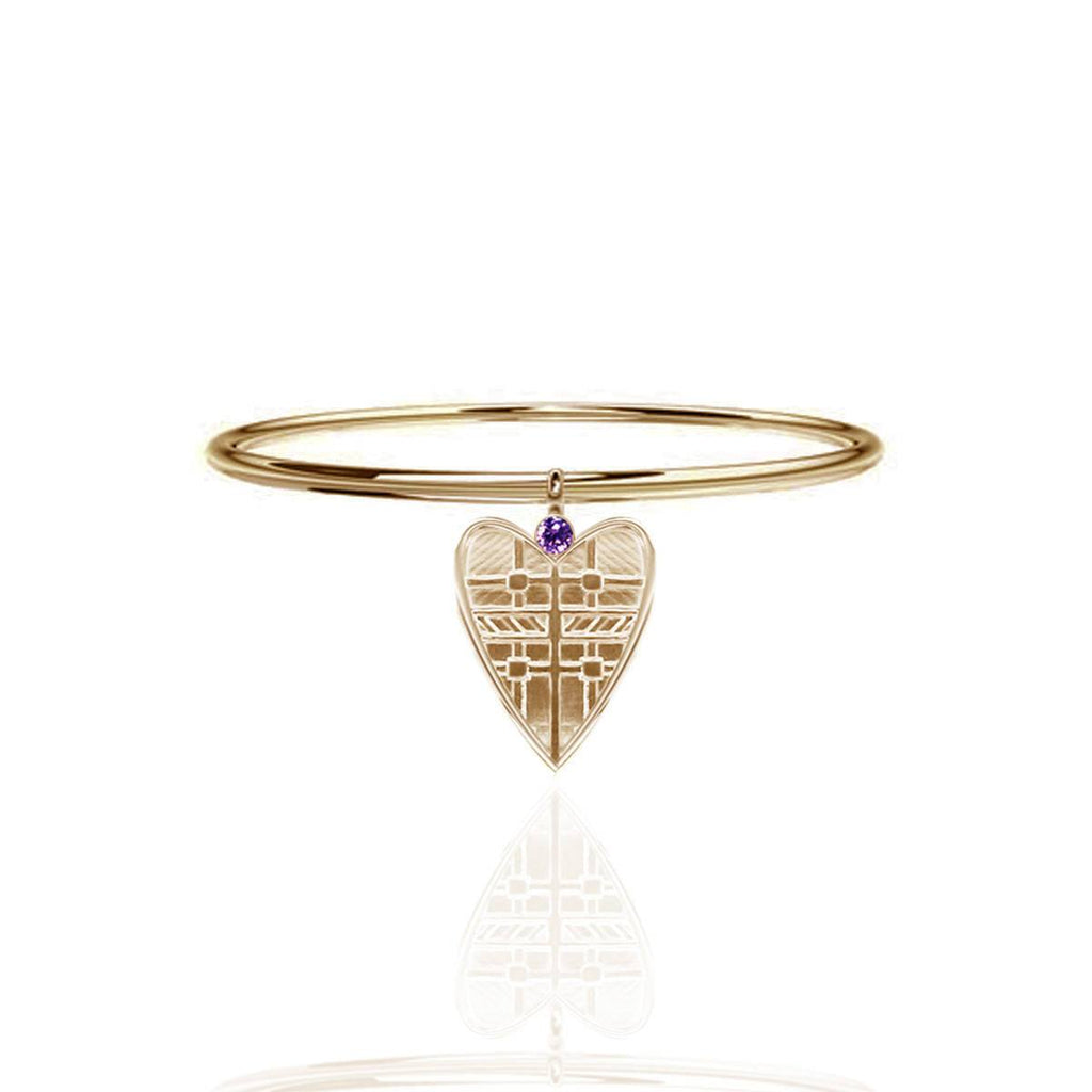 Tartan Heart Bangle with Amethyst in Gold