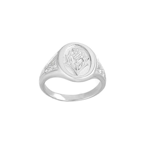 Scottish Thistle Signet Ring in Sterling Silver