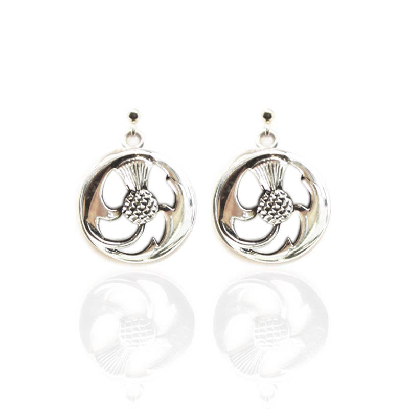 Thistle Drop Earrings in Silver