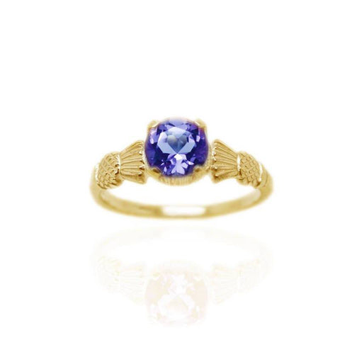 Thistle Ring with Amethyst In Gold