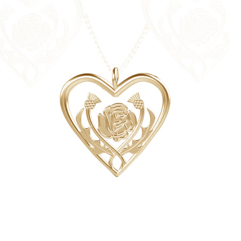 SCOTTISH THISTLE AND ROSE HEART NECKLACE