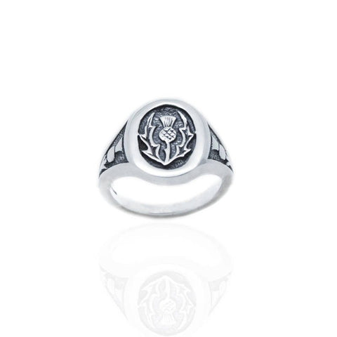 Thistle Signet Ring in Silver