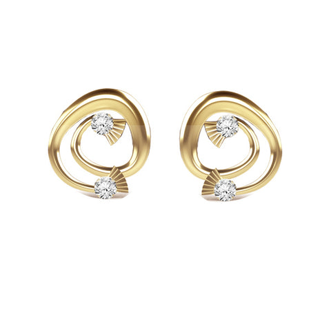 Scottish Thistle Spiral Stud Earrings with Diamonds