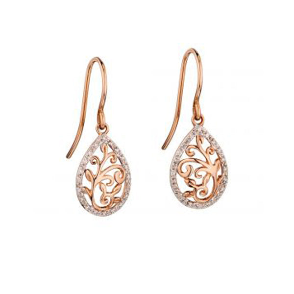 Tree Of Life Diamond Earrings in 9 ct Rose