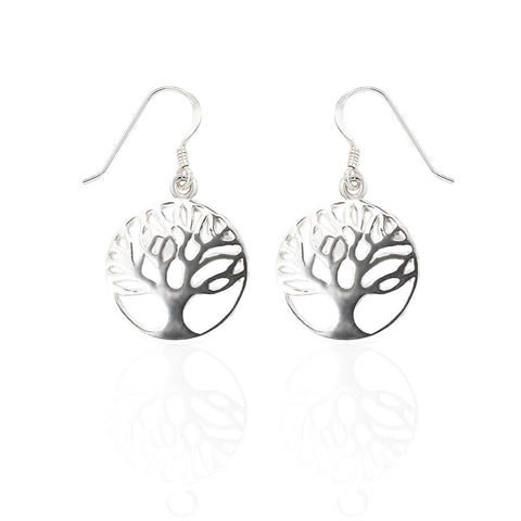 Sterling Silver Tree Of Life Drop Earrings