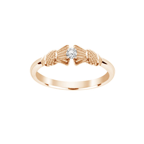 Traditional Edinburgh Scottish Thistle Torque Ring with Diamond